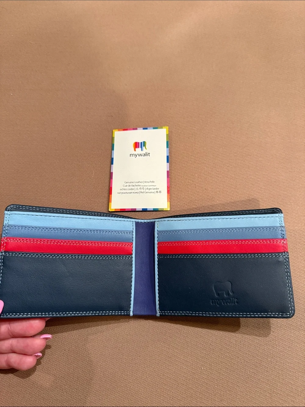 Men's Navy Leather Bifold Card & Key Holder